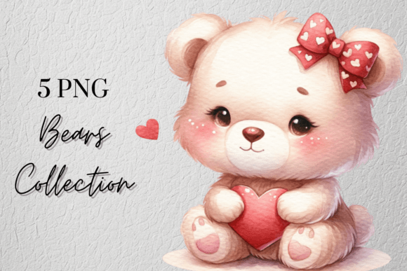 Cute Bears with Love Hearts Clipart