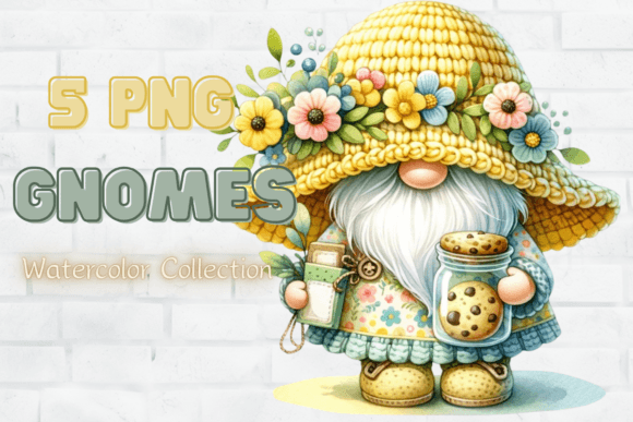 Cute Spring Gnome, Watercolor Clipart