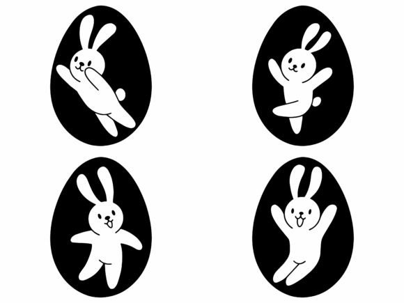 Easter Eggs Line Art Bunny