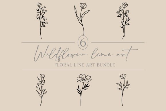 Flower Line Art Bundle Elegant Florals