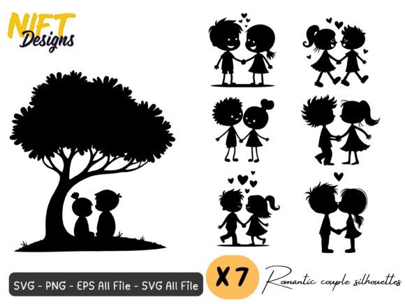 Romantic Couple Silhouettes SVG
