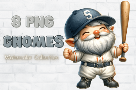 Watercolor Baseball Gnomes, Sport Gnomes